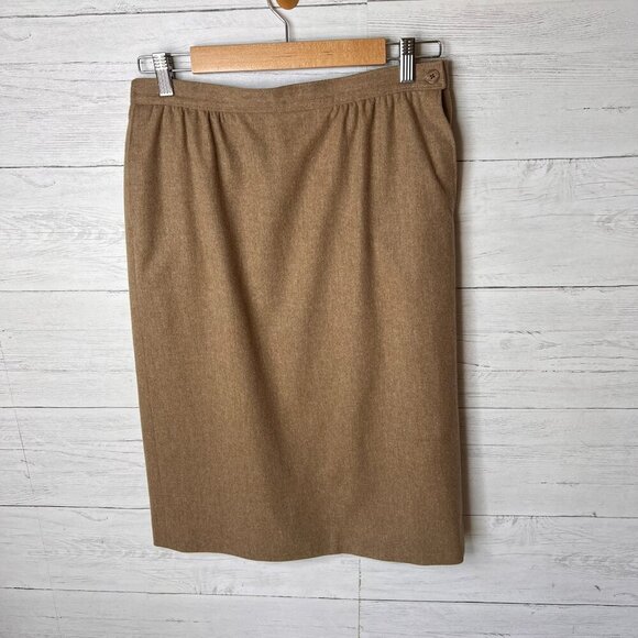Vintage Pendleton Skirts Womens Size 10 Camel Brown 100% Virgin Wool Midi - Picture 3 of 14